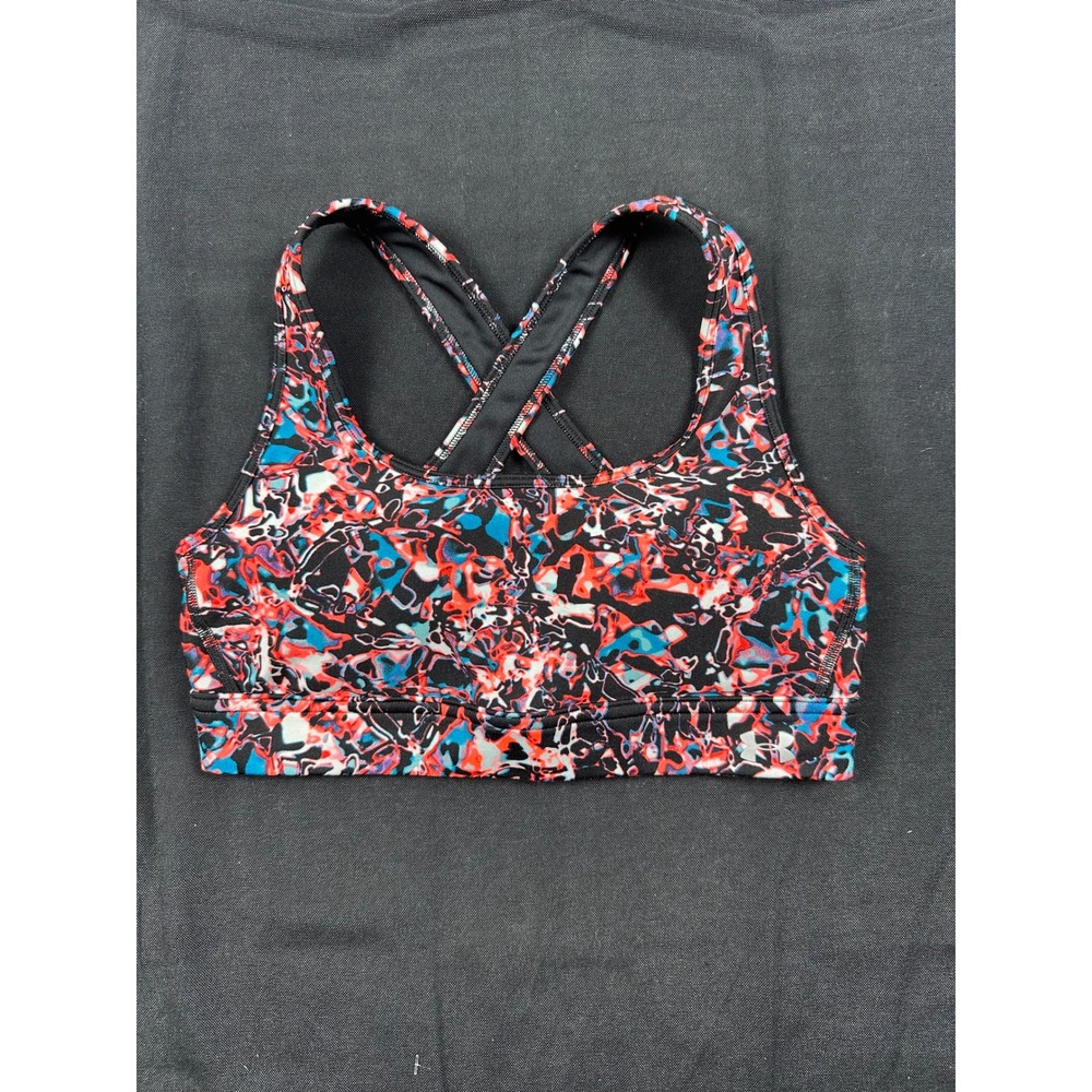 Under Armour Womens HeatGear Compression Sports Bra Abstract Print Crisscross S